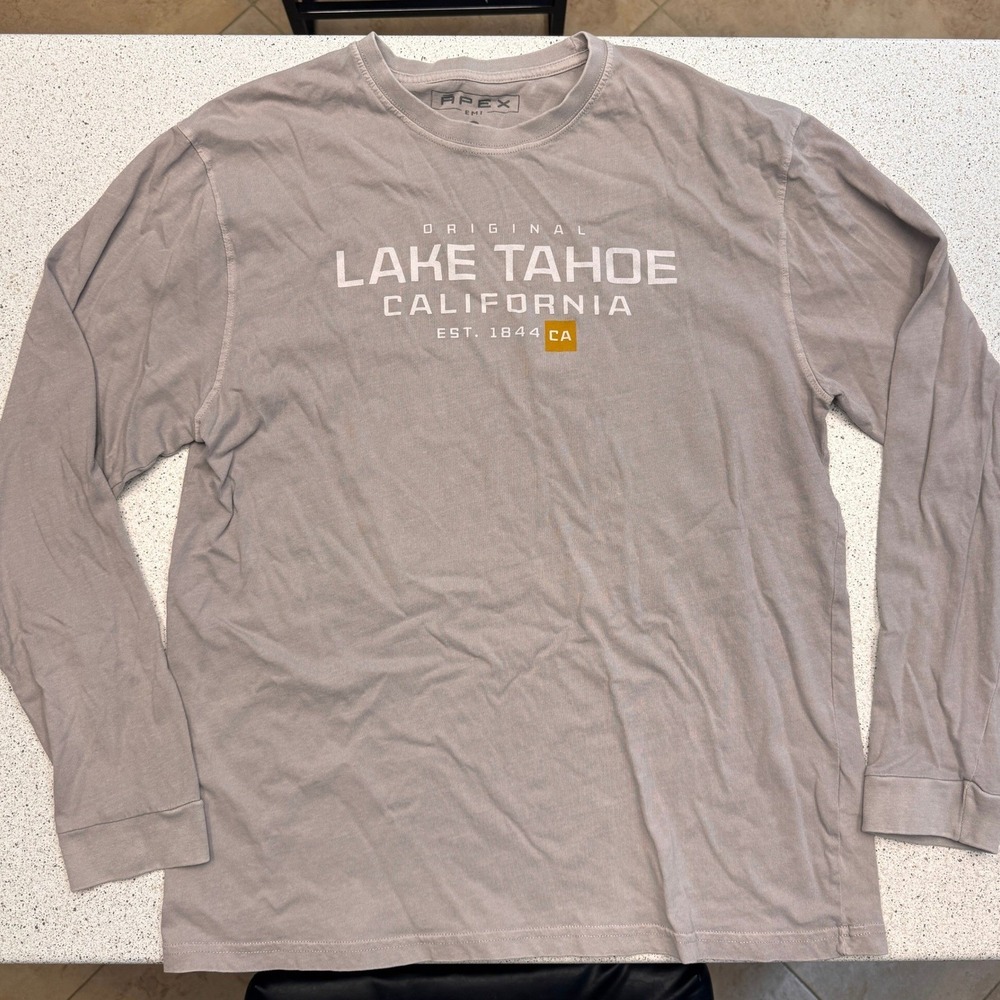Apex EMI Mens Lake Tahoe California Graphic Long Sleeve T-Shirt Gray Medium